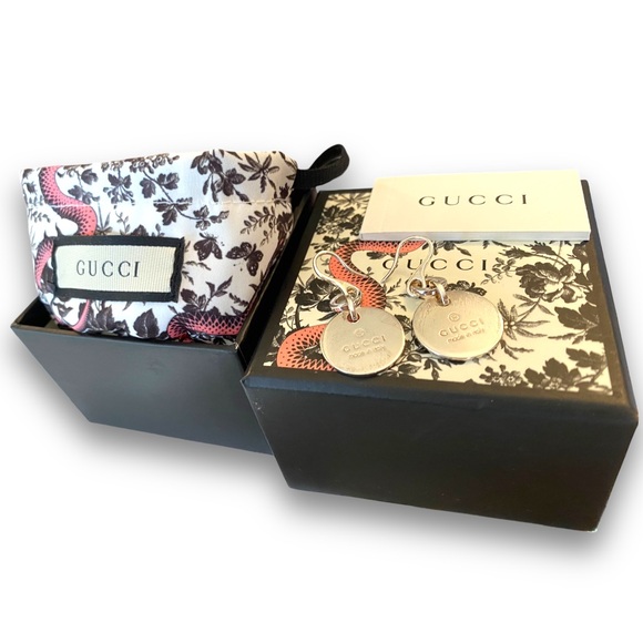 Authentic Gucci Sterling Silver 925 Round Logo Dangle Earrings! - Picture 11 of 16